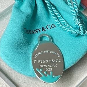 Tiffany & Co. 💯% Auth Turquoise Color Splash LRG Oval Pendant✨w/Pouch✨EUC✨